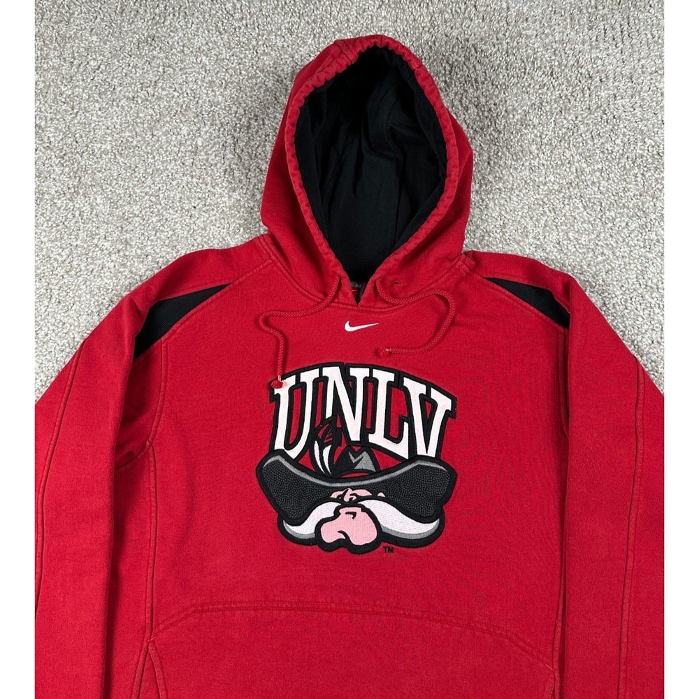 Vintage Unlv Rebels Hoodie Mens Medium Red Nike Center Swoosh Sweatshirt Y2k View 2